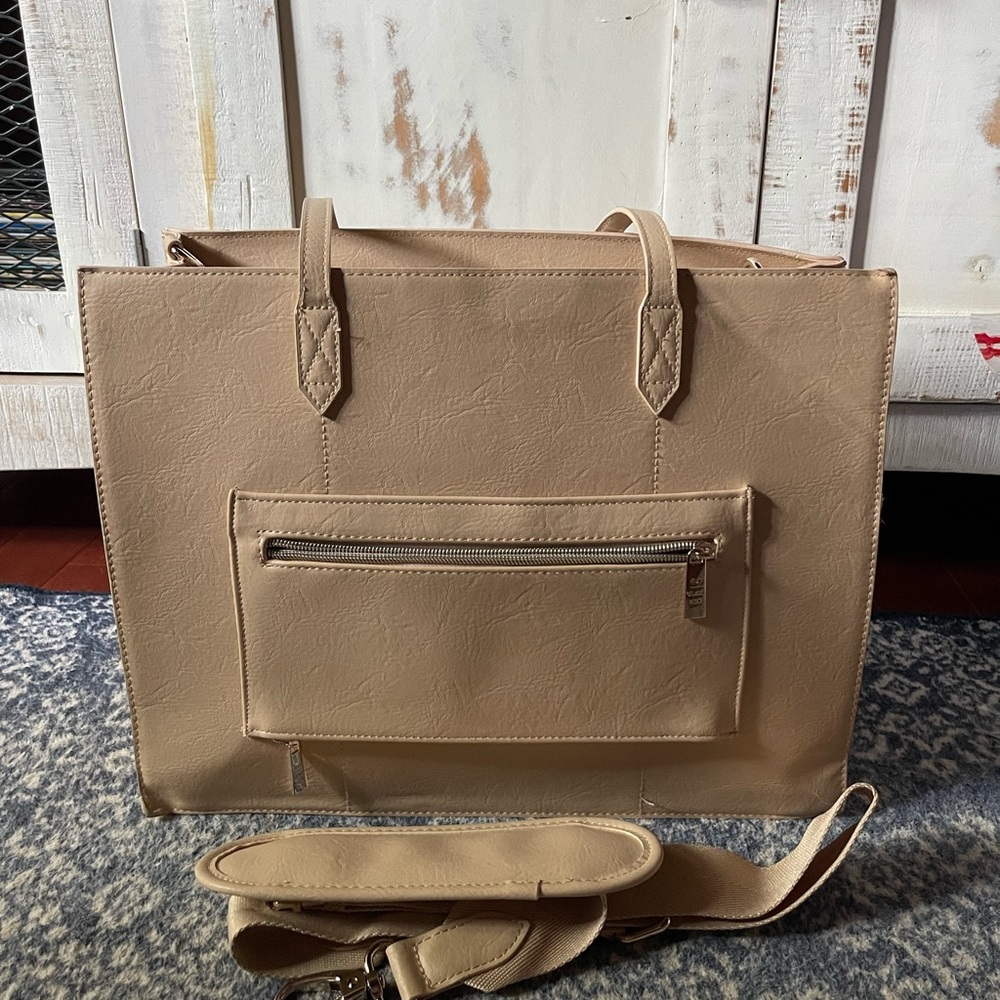 BEIS Tan Laptop Tote Bag